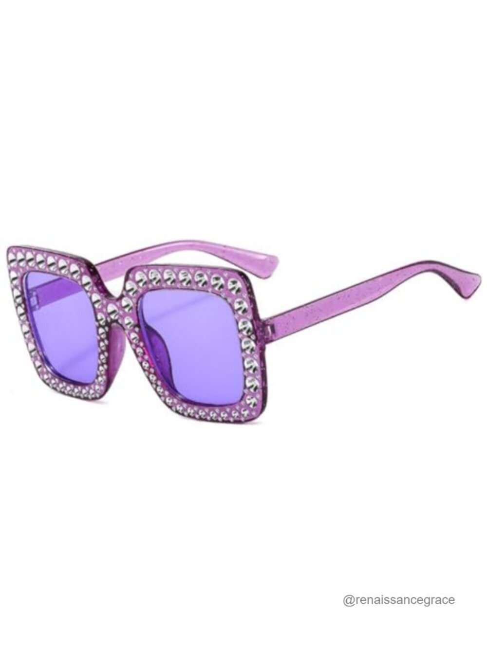 Oversized Crystal Sunglasses for Women Square Rhinestone Bling Frame UV